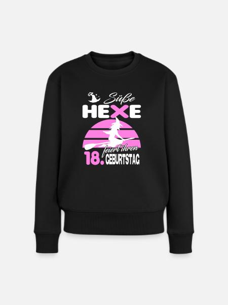 18 Jahre Geburtstag Frau Hexe Süß Süss Jahrestag - Frauen Premium Bio Pullover - Schwarz