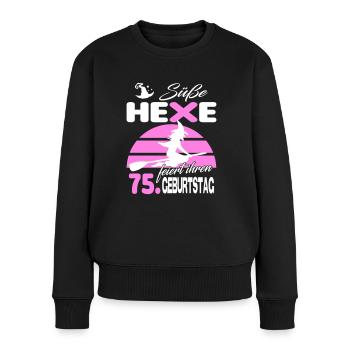 75 Jahre Geburtstag Frau Hexe Süß Süss Jahrestag - Frauen Premium Bio Pullover - Schwarz - Vorne - Julia (174cm)