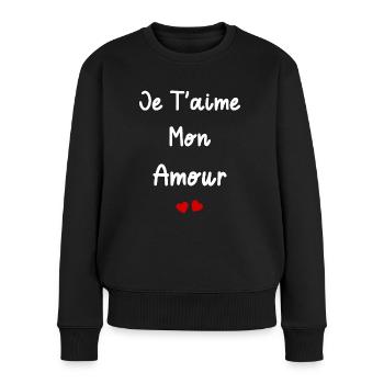 je t'aime mon amour - Pull Premium bio Femme - noir - Devant - Julia (174cm)