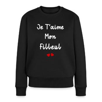 Je t'aime mon Filleul - Pull Premium bio Femme - noir - Devant - Julia (174cm)