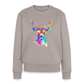 Zazo le cerf - Pull Premium bio Femme - taupe - Devant - Julia (174cm)