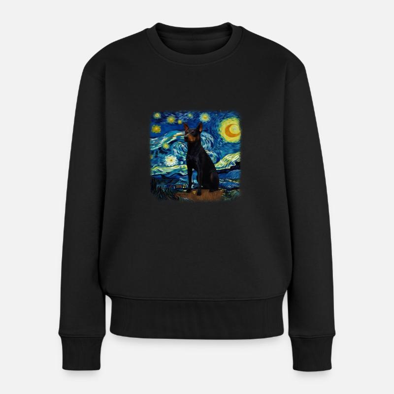 Australian Kelpie Van gogh starry night - Frauen Premium Bio Pullover - Schwarz