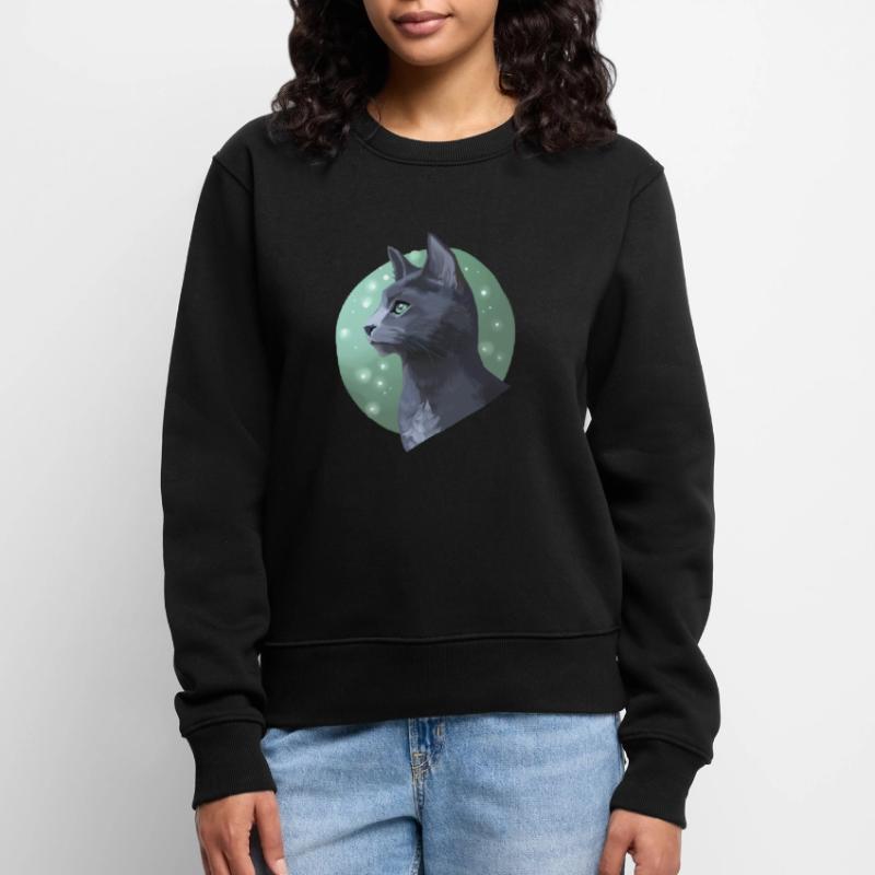 Queue d’aiguille Queue d’aiguille Guerrier Chats Chat gris Pull Premium bio Femme