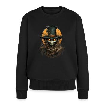 Scarecrow Halloween Cartoon Scary Scarecrow - Frauen Premium Bio Pullover - Schwarz - Vorne - Julia (174cm)