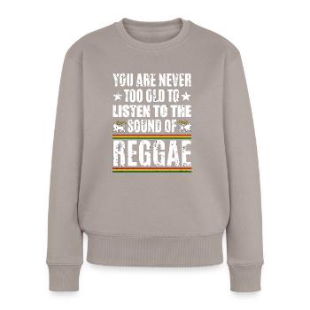 Jamais trop vieux pour le reggae - Pull Premium bio Femme - taupe - Devant - Julia (174cm)