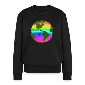 bunte welt - Frauen Premium Bio Pullover - Schwarz - Vorne - Julia (174cm)