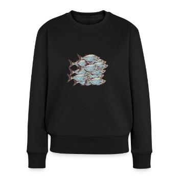 Fischschwarm - Frauen Premium Bio Pullover - Schwarz - Vorne - Julia (174cm)