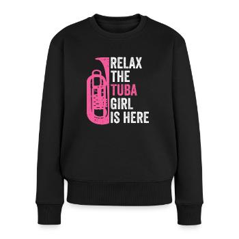 Tuba Mädchen Tubist Blasmusik - Frauen Premium Bio Pullover - Schwarz - Vorne - Julia (174cm)