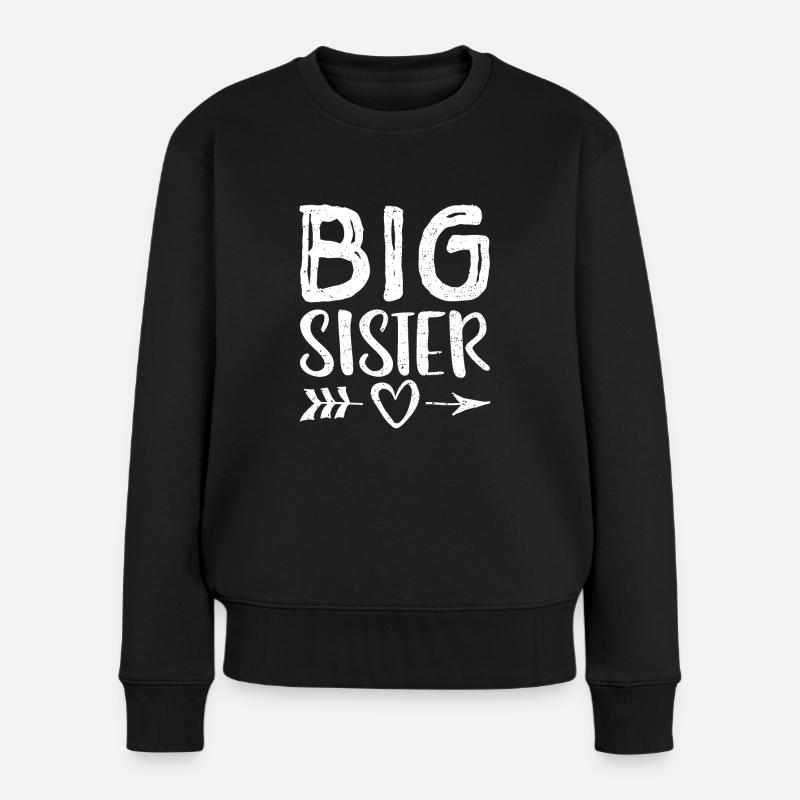 Big Sister - Geschwister - Frauen Premium Bio Pullover - Schwarz