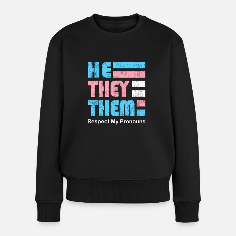 Er sie sie Pronomen-Pin für echte Trans - Frauen Premium Bio Pullover - Schwarz