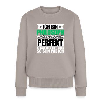 Perfekter Philosoph - Frauen Premium Bio Pullover - Taupe - Vorne - Julia (174cm)