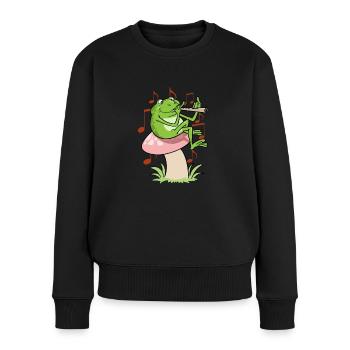 Cottagecore Fairycore Frog avec flûte - Pull Premium bio Femme - noir - Devant - Julia (174cm)