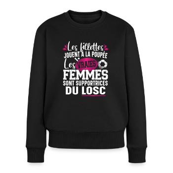 Supportrice LOSC Football Cadeau Humour Femme - Pull Premium bio Femme - noir - Devant - Julia (174cm)