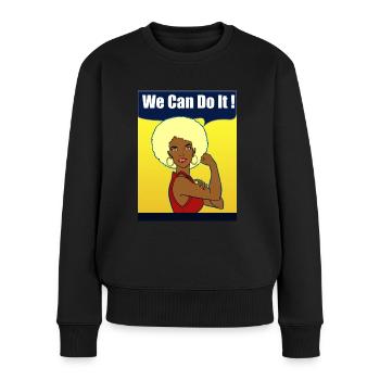 Frau Vintage Retro Frau Afro Frisur - Frauen Premium Bio Pullover - Schwarz - Vorne - Julia (174cm)
