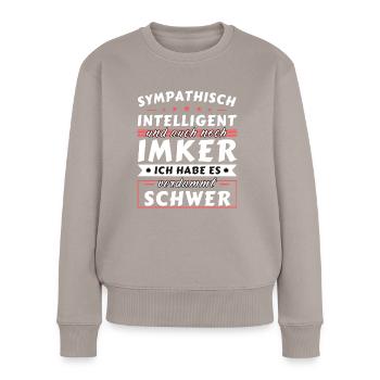 Sympathisch und intelligent - Imker Edition - Frauen Premium Bio Pullover - Taupe - Vorne - Julia (174cm)
