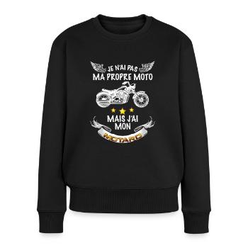 Femme De Motard Cadeau Original Citation moto - Pull Premium bio Femme - noir - Devant - Julia (174cm)