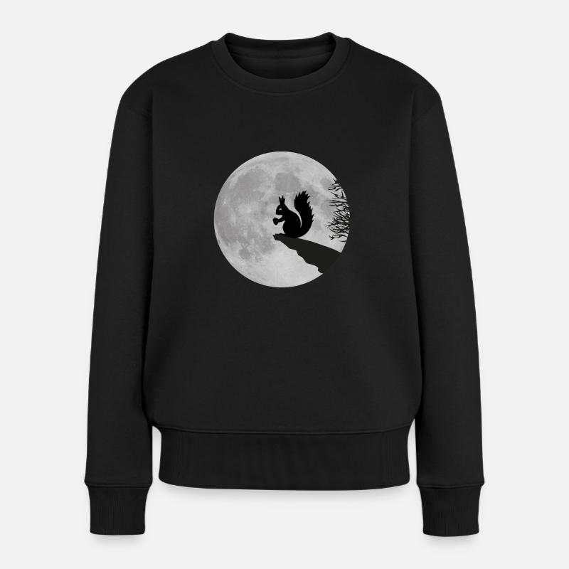 Nuit de pleine lune lune écureuils Acorn - Pull Premium bio Femme - noir