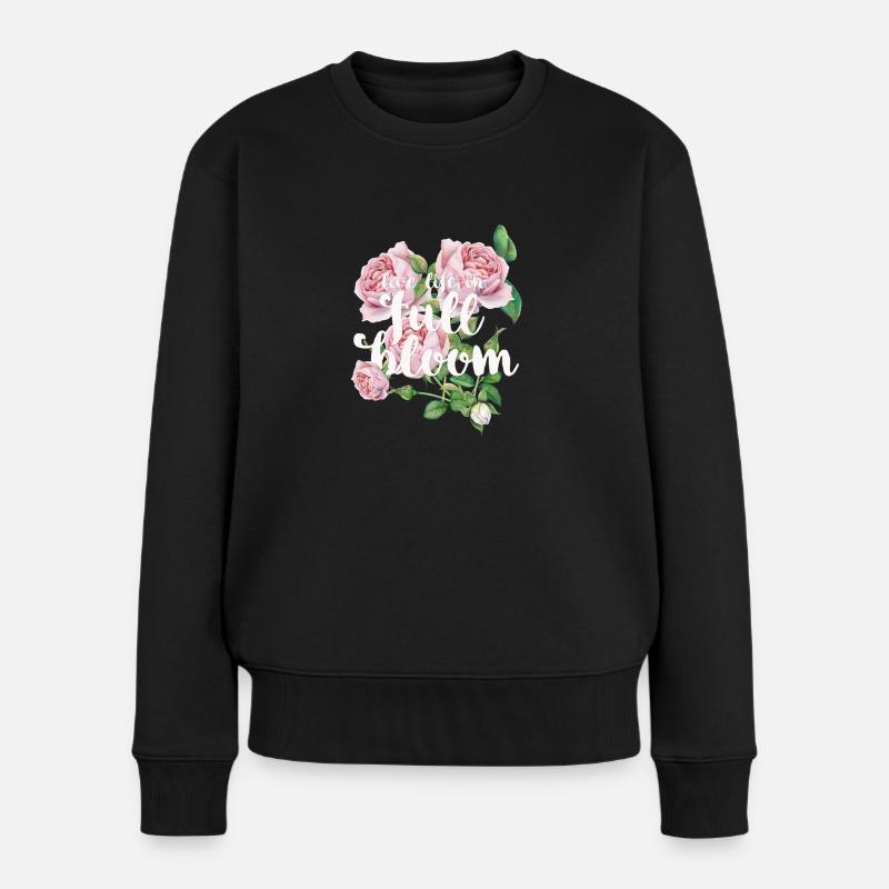 Live life full bloom -Leben in vollen Zügen leben - Frauen Premium Bio Pullover - Schwarz
