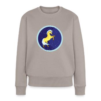 Licorne dorée dans le ciel étoilé - Pull Premium bio Femme - taupe - Devant - Julia (174cm)