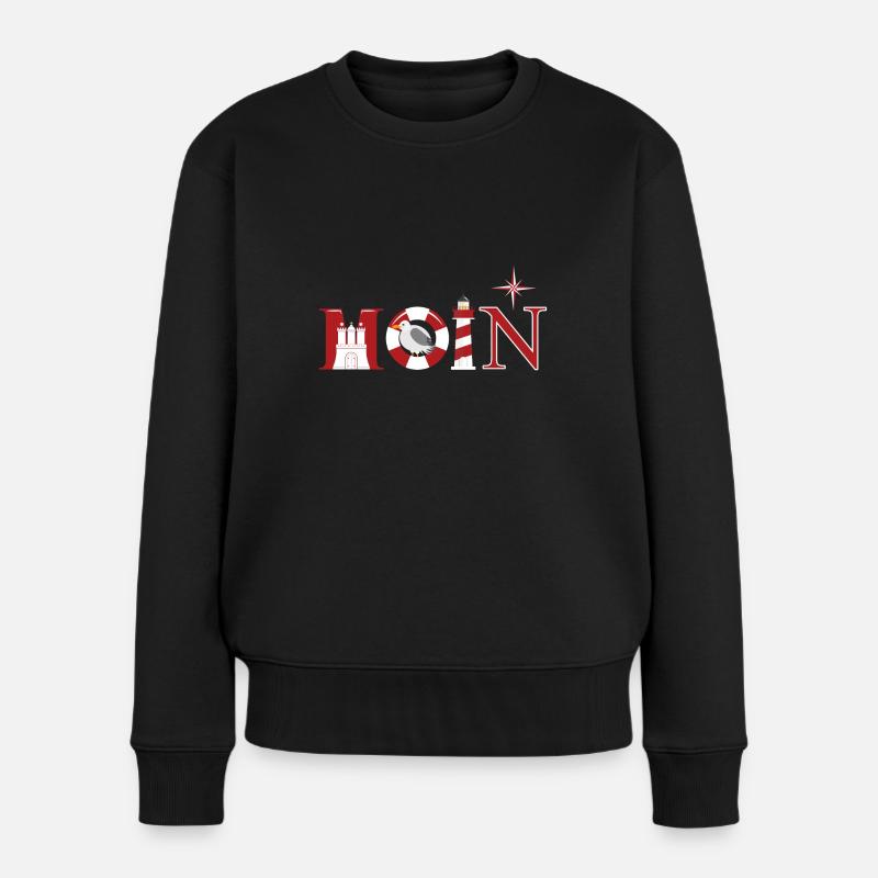 moin, Hamburg, Hansestadt - Frauen Premium Bio Pullover - Schwarz