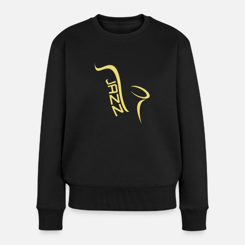 Jazz Saxophon Musik Schriftzug - Frauen Premium Bio Pullover - Schwarz