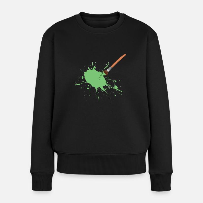 Künstler Kunst Pinsel Farben Comic Cartoon - Frauen Premium Bio Pullover - Schwarz