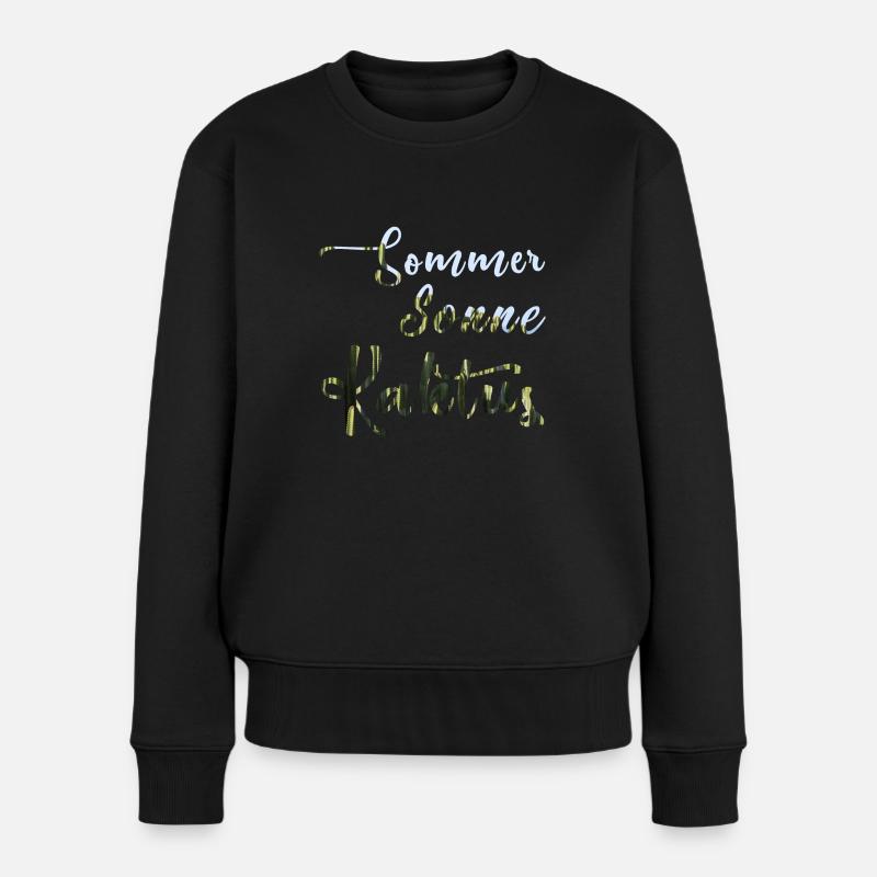 Sommer Sonne Kaktus - Frauen Premium Bio Pullover - Schwarz