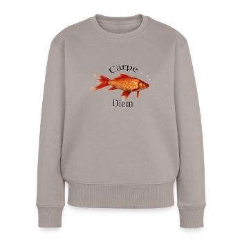 Carpe diem ! - Pull Premium bio Femme - taupe - Devant - Julia (174cm)