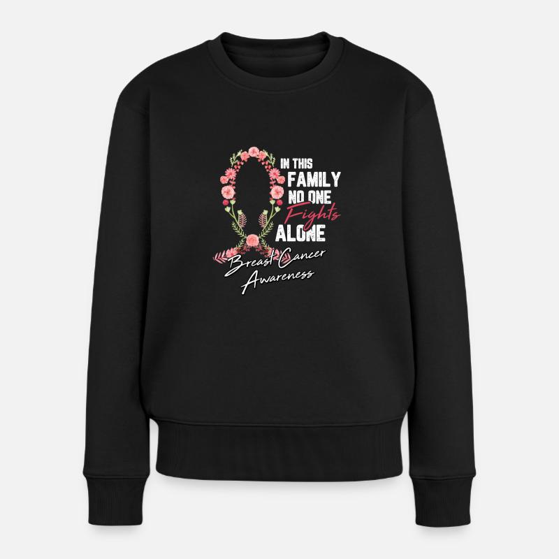Cadeau de chimio de combat de fleur de ruban de cancer du sein - Pull Premium bio Femme - noir
