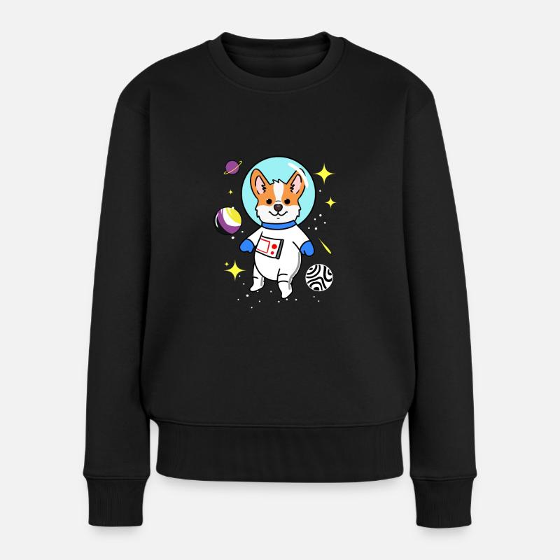 Corgi non binaire dans l'espace Fierté non binaire - Pull Premium bio Femme - noir