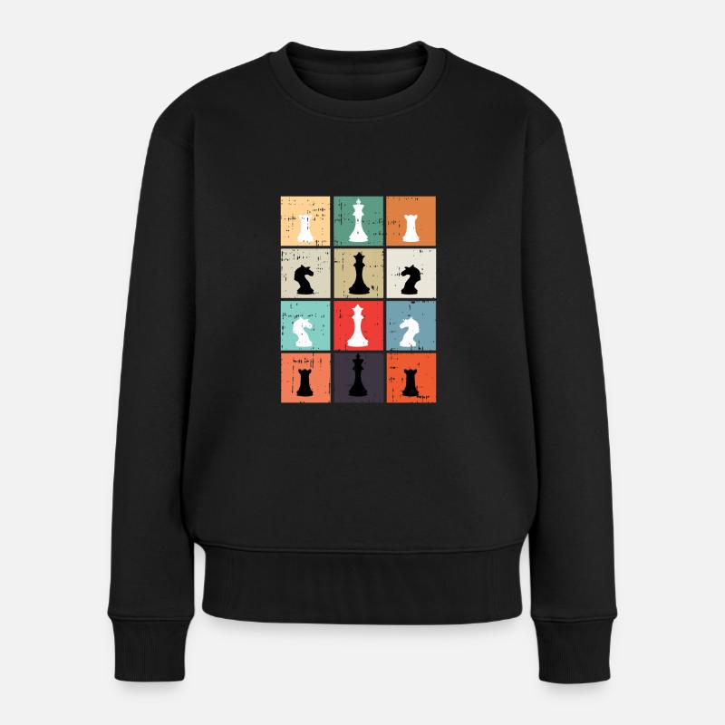 Échecs échiquier roi reine chevalier cadeau - Pull Premium bio Femme - noir