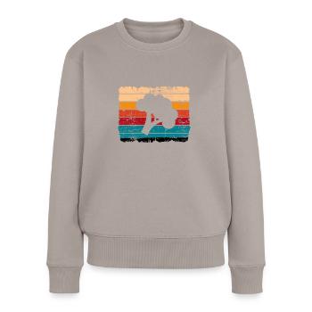Broccoli Vegan Lover Retro Healthy Gift idea - Women's Premium Organic Jumper - taupe - Front - Julia (174cm)