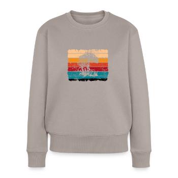 Mushroom Fungal Lover Retro Fungi Forest Gift idea - Women's Premium Organic Jumper - taupe - Front - Julia (174cm)