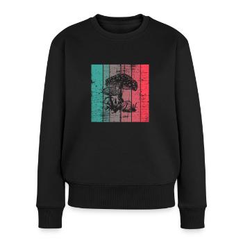Mushroom Fungal Lover Retro Fungi Forest Gift idea - Women's Premium Organic Jumper - black - Front - Julia (174cm)