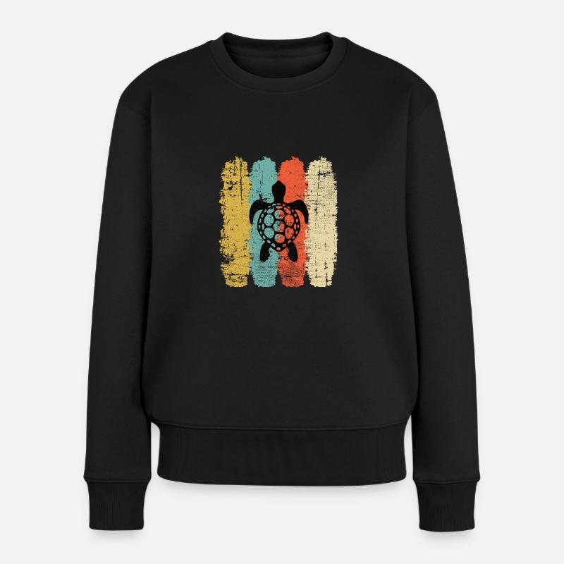 Turtle Retro Animal Sea Reptile Gift idea - Frauen Premium Bio Pullover - Schwarz