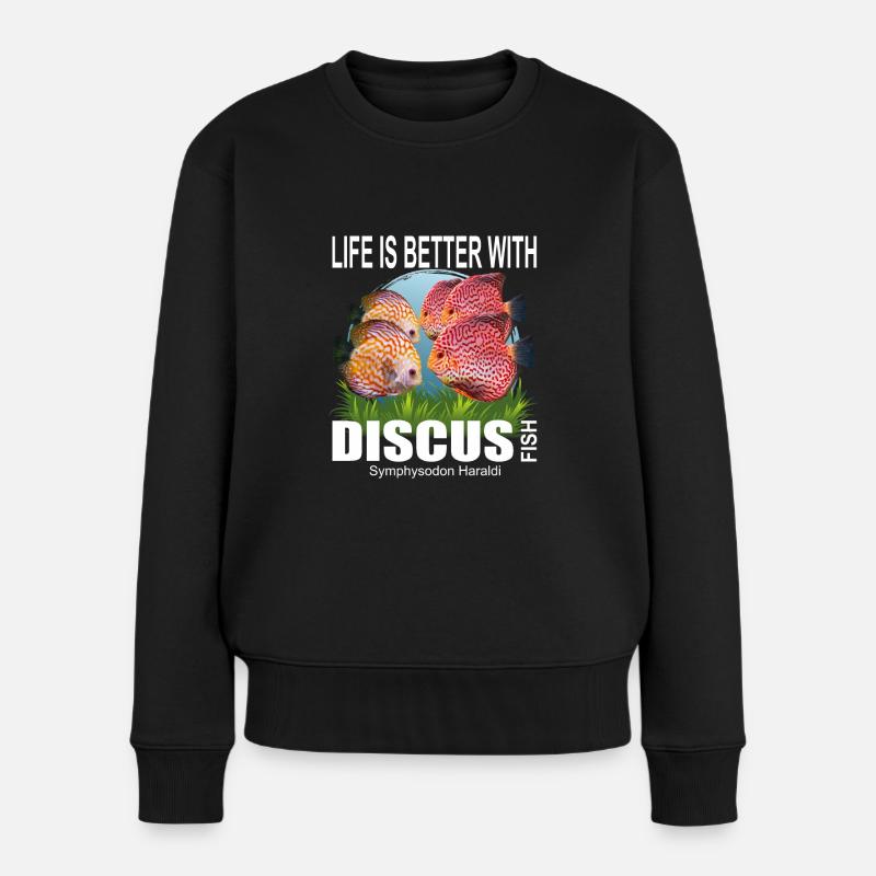 Aquarium Das Leben ist besser mit Diskusfische - Frauen Premium Bio Pullover - Schwarz