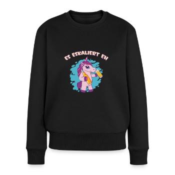 Party Spruch Trinkspruch Es Eskaliert Eh Einhorn - Frauen Premium Bio Pullover - Schwarz - Vorne - Julia (174cm)