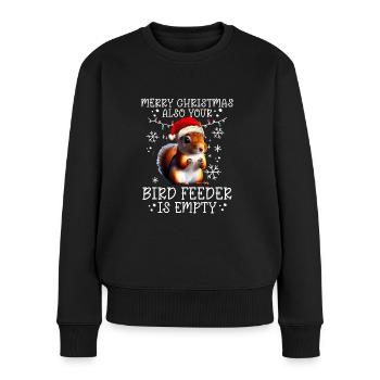 Frohe Weihnachten Eichhörnchen Humor Lustig Witzig - Frauen Premium Bio Pullover - Schwarz - Vorne - Julia (174cm)