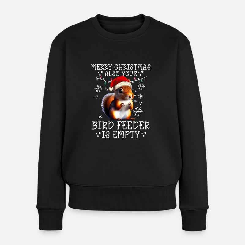 Frohe Weihnachten Eichhörnchen Humor Lustig Witzig - Frauen Premium Bio Pullover - Schwarz