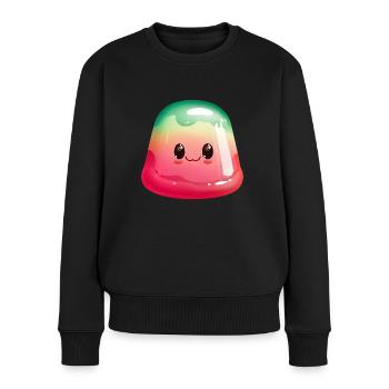 WACKELPUDDING - Frauen Premium Bio Pullover - Schwarz - Vorne - Julia (174cm)