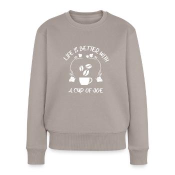 Kaffee Espresso Käffchen - Frauen Premium Bio Pullover - Taupe - Vorne - Julia (174cm)