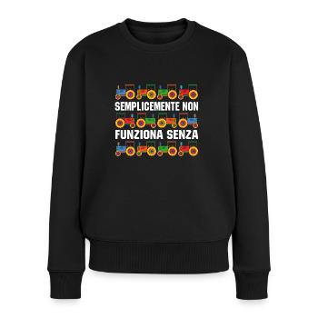 Es geht nicht ohne Traktor - Frauen Premium Bio Pullover - Schwarz - Vorne - Julia (174cm)
