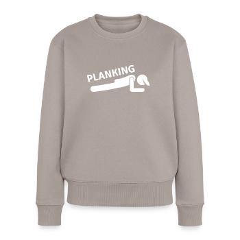 Planking Abs Strong - Pull Premium bio Femme - taupe - Devant - Julia (174cm)