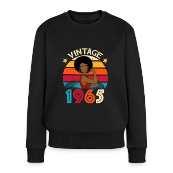Vintage Afro Karibik 1965 Geburtstag - Frauen Premium Bio Pullover - Schwarz - Vorne - Julia (174cm)