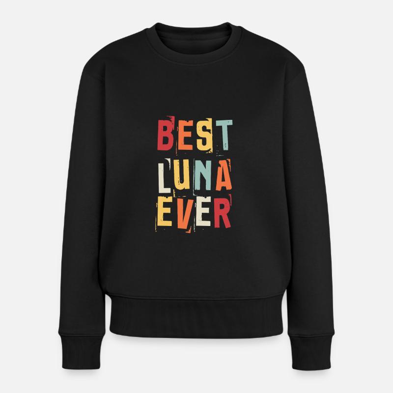 Beste Luna Ever Retro Vorname Text Spruch - Frauen Premium Bio Pullover - Schwarz