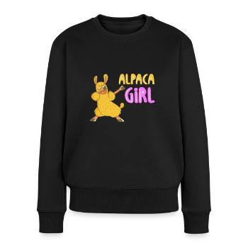 Alpaca Mädchen - Frauen Premium Bio Pullover - Schwarz - Vorne - Julia (174cm)