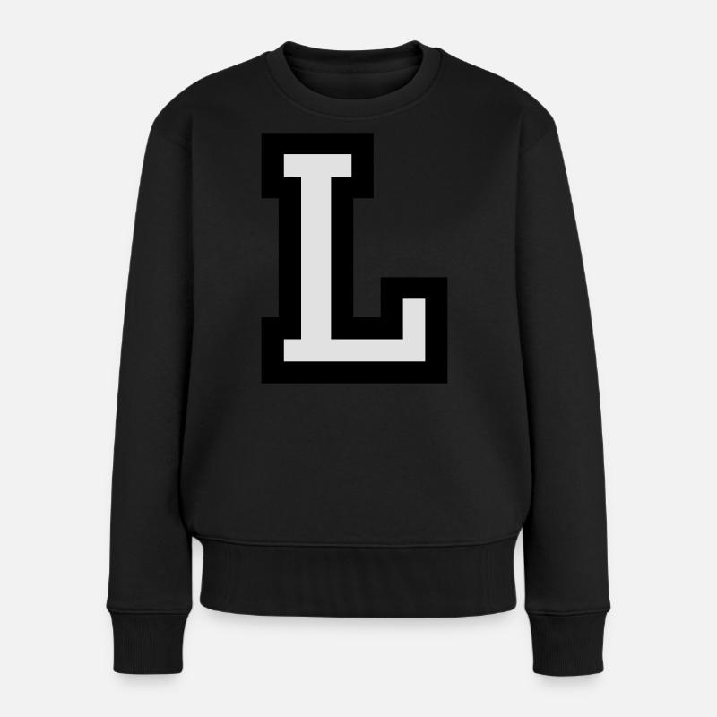 Buchstabe L - Frauen Premium Bio Pullover - Schwarz