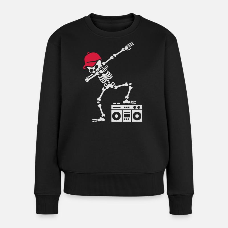 Dab dabbing skeleton boombox - Ghetto blaster - Frauen Premium Bio Pullover - Schwarz