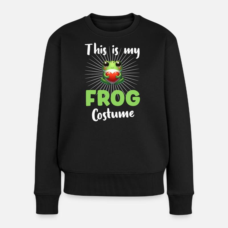 Frosch Frösche - Frauen Premium Bio Pullover - Schwarz