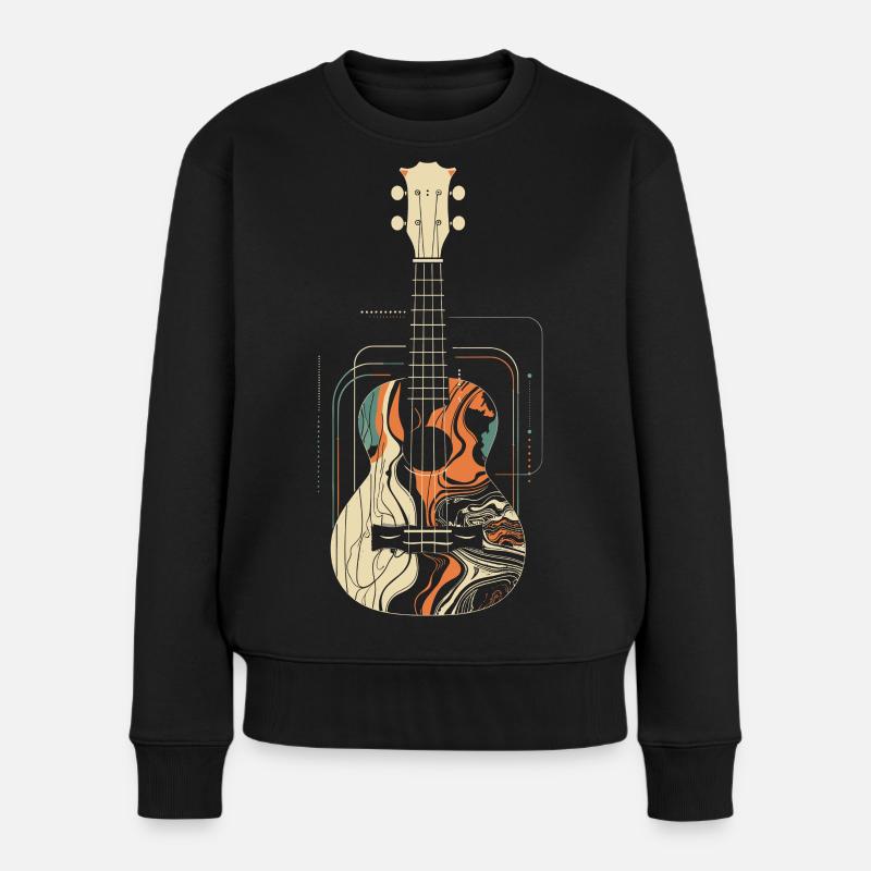 Ukulele Grafik - Frauen Premium Bio Pullover - Schwarz